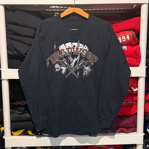 Harley-Davidson Other - Vintage y2k Deadwood Biker Black Long Sleeve Mens Medium Shirt